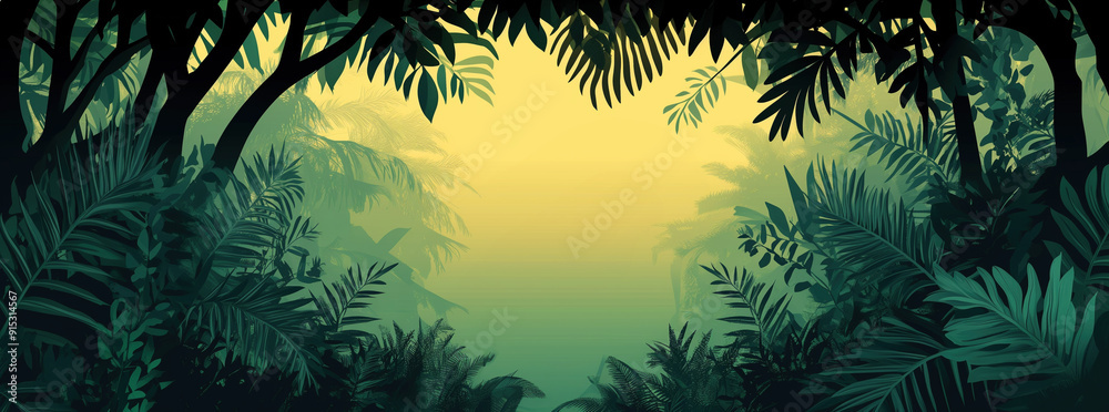 jungle plant frame silhouette vector jungle plant frame silhouette vector