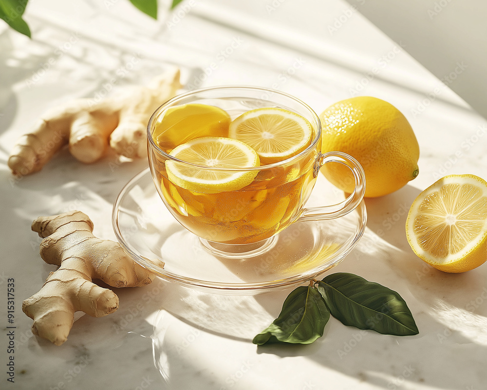 Lemon tea with ginger.