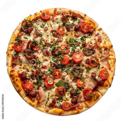 Pizza, food, photograph, Studio lighting, full body, isolate on white background.