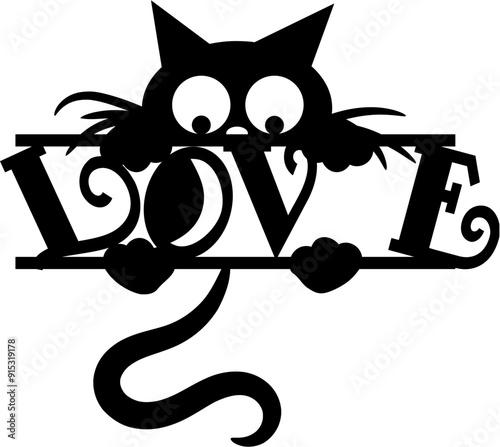 Black cat, love text