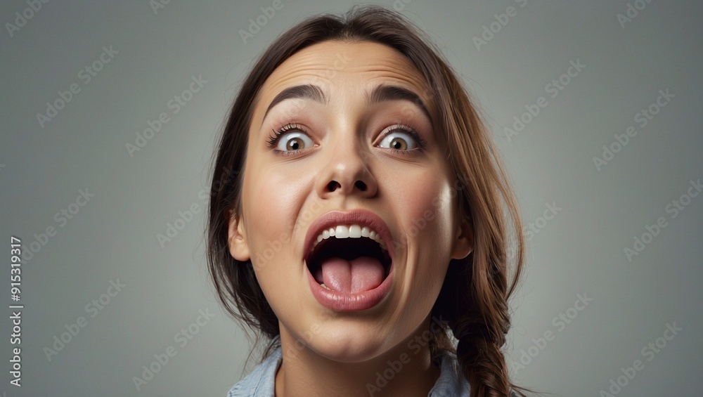 Astonished woman with wide open mouth and eyes Astonished woman with wide open mouth and eyes