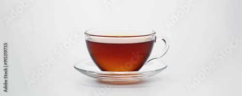 Freshly brewed cup of English breakfast tea on white background, 4K hyperrealistic photo photo