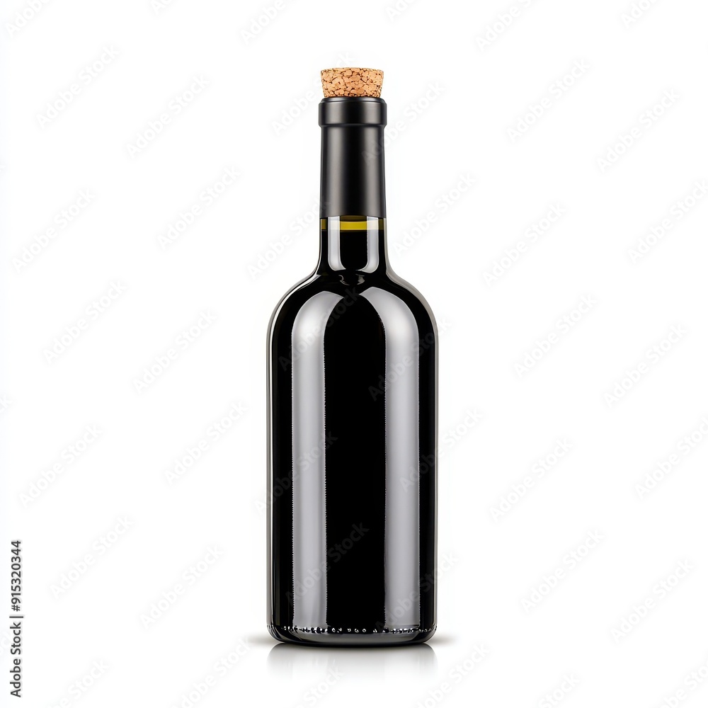 Rustic wine bottle with cork stopper on a simple white background Rustic wine bottle with cork stopper on a simple white background