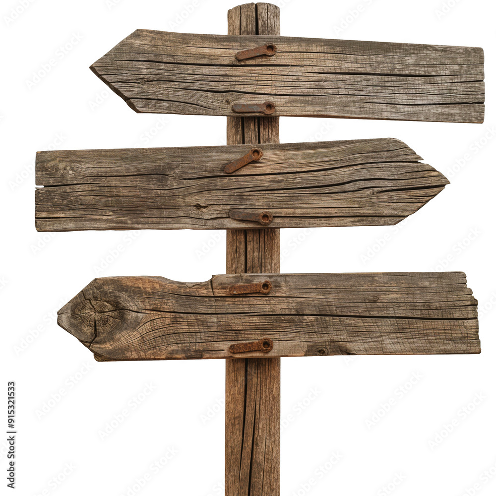 Rustic Wooden Directional Signpost with Multiple Blank Arrows. Rustic Wooden Directional Signpost with Multiple Blank Arrows.
