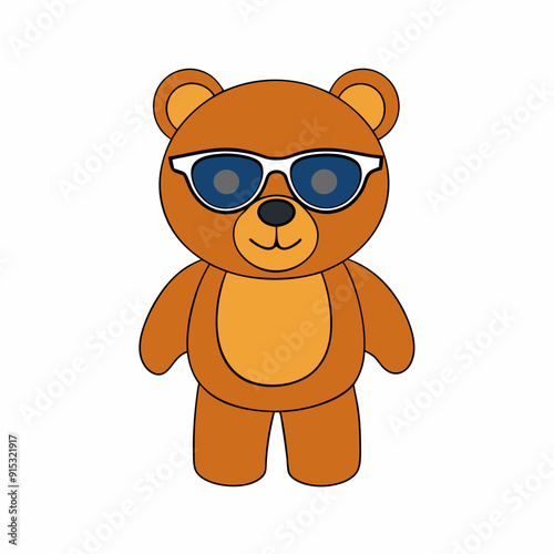 A clever Bear wear sun glass vector illustration 