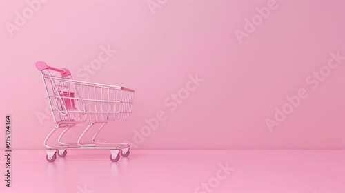 Pink Shopping Cart on Pink Background