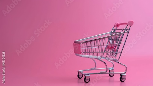 Pink Shopping Cart on a Pink Background