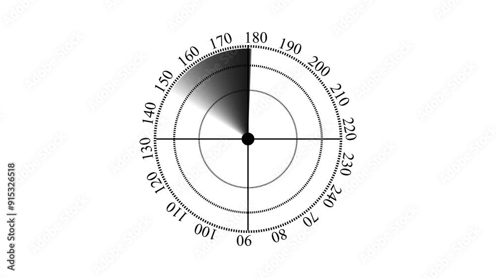 Radar screen animation. Normal radar scanning with black background. Radar is operated. Radar screen animation. Normal radar scanning with black background. Radar is operated.