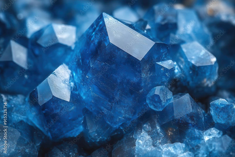 macro photograph of sapphire crystal formation deep blue facets sparkling light refractions abstract geometric patterns dark background macro photograph of sapphire crystal formation deep blue facets sparkling light refractions abstract geometric patterns dark background