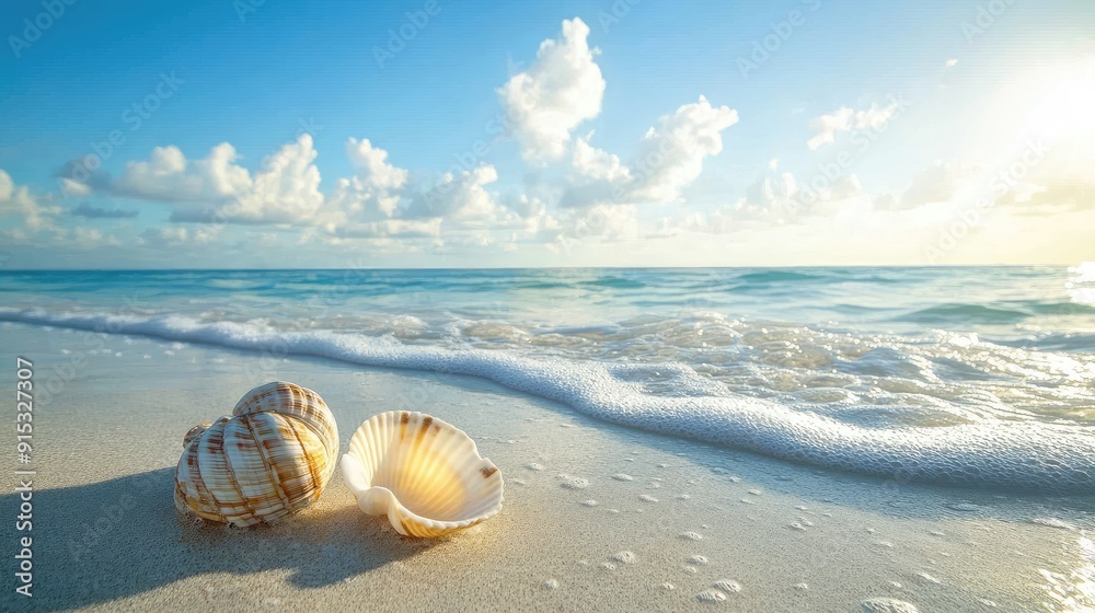 A serene beach with seashells, capturing the peacefulness of coastal nature.