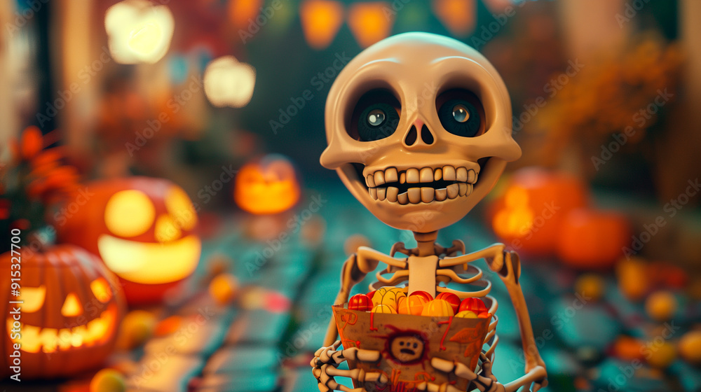 Cute childlike skeleton on a graveyard Cute childlike skeleton on a graveyard