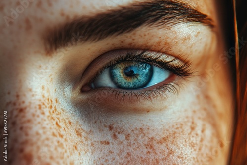 Close-up of freckled eye