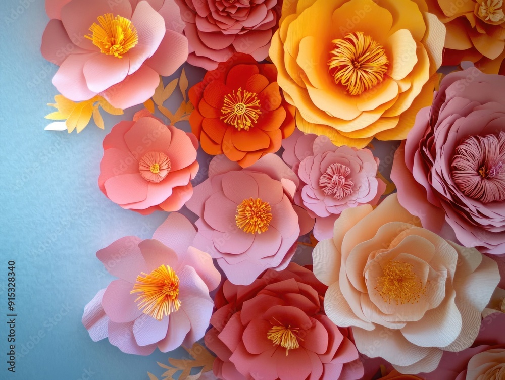 Paper Flowers on Wall Paper Flowers on Wall