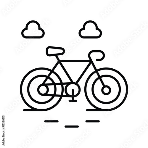 bicycle line icon with white background vector stock illustration