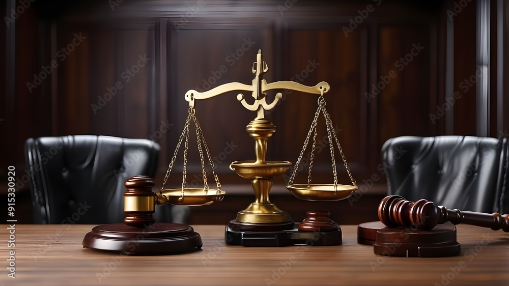 Judge gavel and Scales of Justice in the Court Hall. Law concept of Judiciary, Jurisprudence and Justice. Copy space. Based on Generative AI Judge gavel and Scales of Justice in the Court Hall. Law concept of Judiciary, Jurisprudence and Justice. Copy space. Based on Generative AI