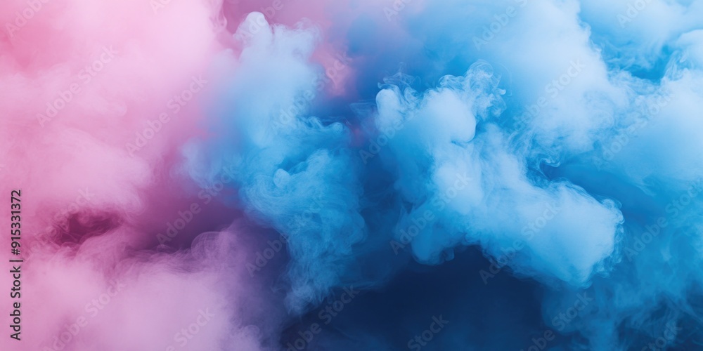 Plane flying through colorful smoke