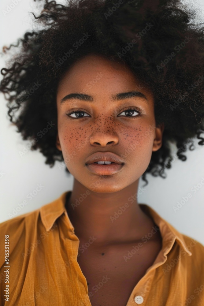 A detailed view of a person's facial features, featuring freckles and other distinctive marks A detailed view of a person's facial features, featuring freckles and other distinctive marks