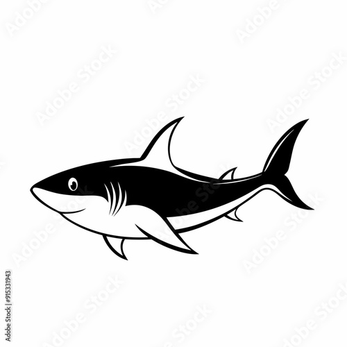 Black and white shark silhouette