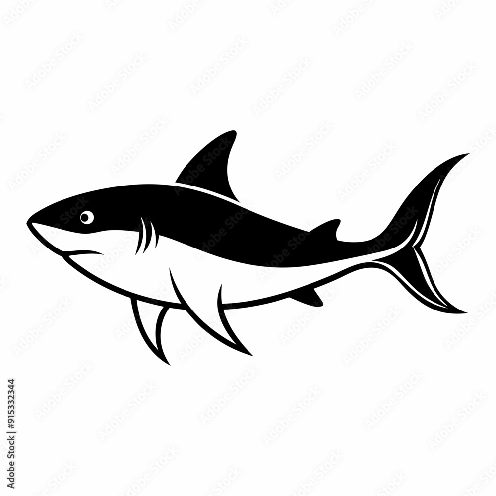 Black and white shark silhouette Black and white shark silhouette