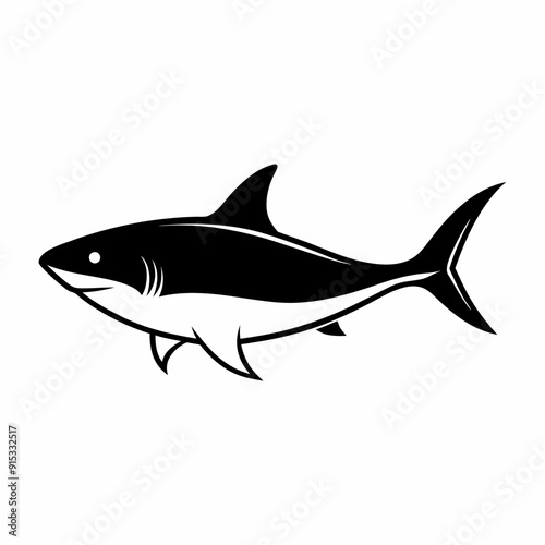 Black and white shark silhouette