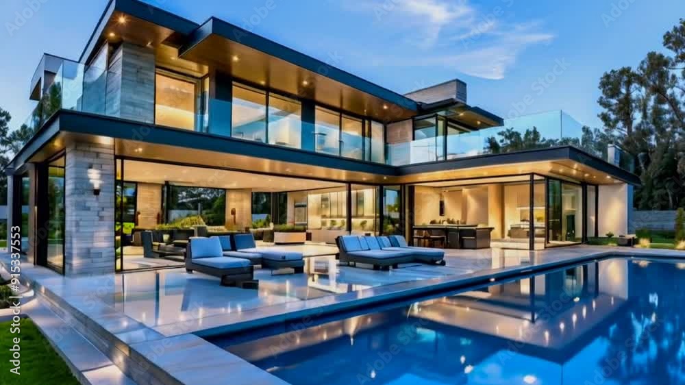 modern house with swimming pool at night
modern house with swimming pool at night