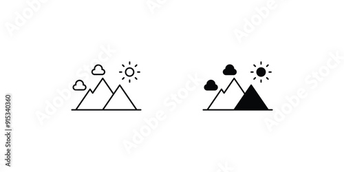 mountain set icon with white background vector stock illustration