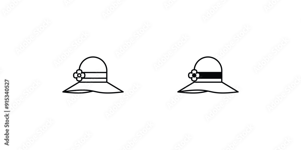 pamela hat set icon with white background vector stock illustration pamela hat set icon with white background vector stock illustration
