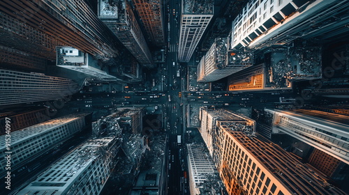 top view of a big city
