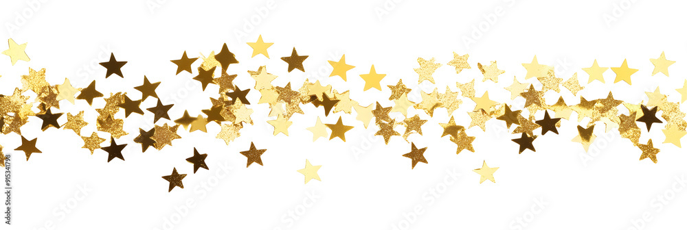 A set of golden star-shaped confetti, scattered around A set of golden star-shaped confetti, scattered around