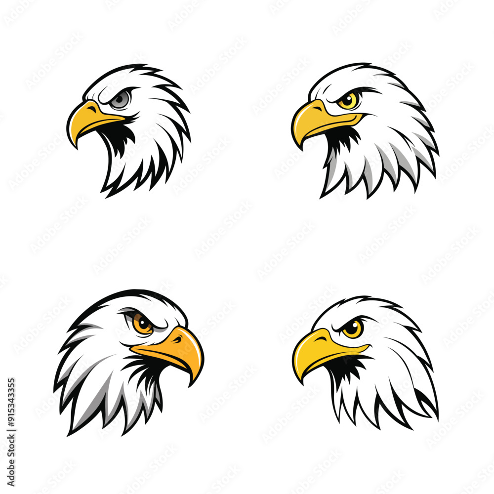 Obraz premium Eagle Head Logo Minimalist Vector Art Illustration