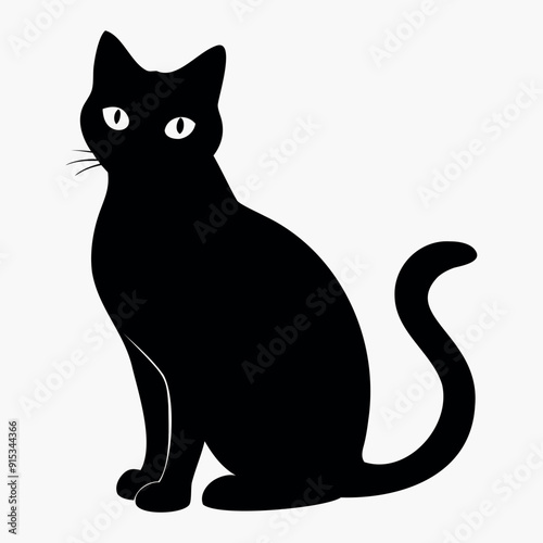 Wallpaper Mural Vector silhouette of the cat's black color, isolated on a white background, cat black silhouette Torontodigital.ca