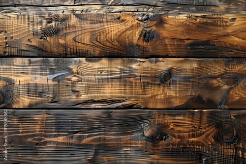 Burnt Wood Texture Background for Design - Rustic, Natural, Dark Brown Wooden Planks photo