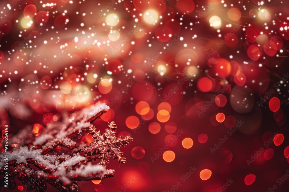 Red Snowflakes with Bokeh Lights: A Festive and Sparkling Christmas Display with Cozy Charm and Holiday Magic Red Snowflakes with Bokeh Lights: A Festive and Sparkling Christmas Display with Cozy Charm and Holiday Magic