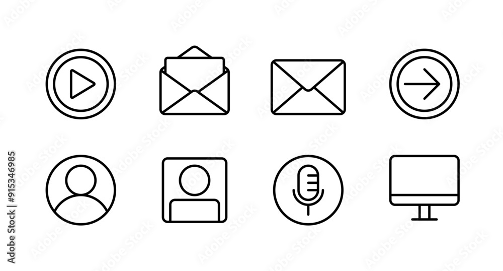 Essential UI UX outlined icon set. Suitable for design element of web ...