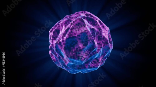 3d animation of abstract sphere with deforming synth waves or waveform music visualizer sphere with moving ripples and detailed distortions. 