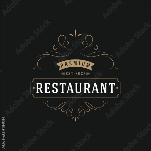 Luxury and vintage ornamental element template Logo design for restaurant, hotel, cafe and invitation card.