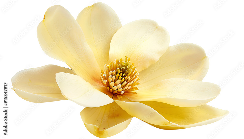 Yellow magnolia flower isolated on white background with full depth of field Yellow magnolia flower isolated on white background with full depth of field