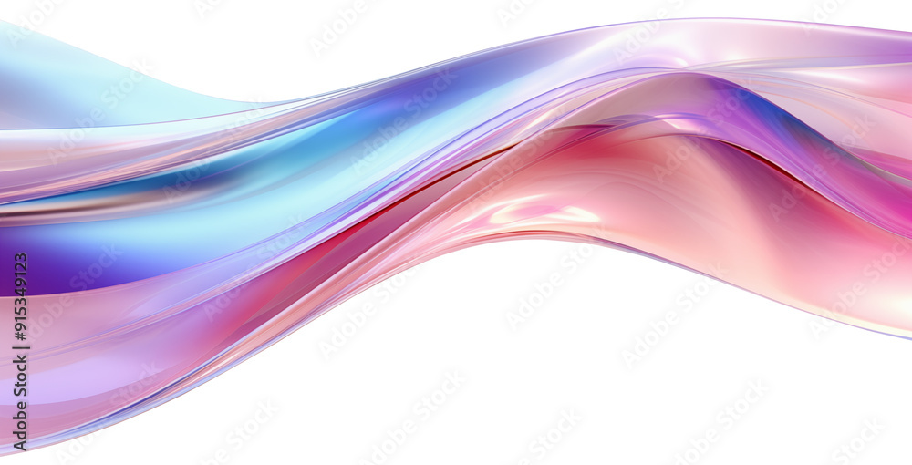 Obraz premium Abstract shimmering waves in iridescent colors flowing islated on transparent background