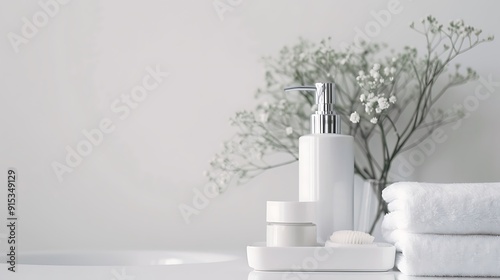 modern bathroom interior with bathroom. White Background. Stylish and Many things are used in lifestyle
