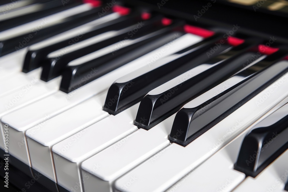 Close-up of piano keys.