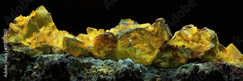 Sulfur rock fragments extracted from the Sorikmarapi volcano crater located in North Sumatra Indonesia photo