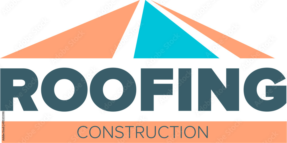 Roofing construction logo design template with roof top and slogan ...