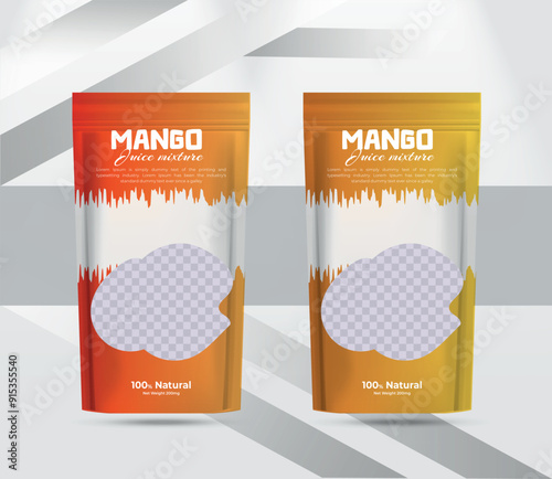 mango juice pouch product packaging stand up pouch design template