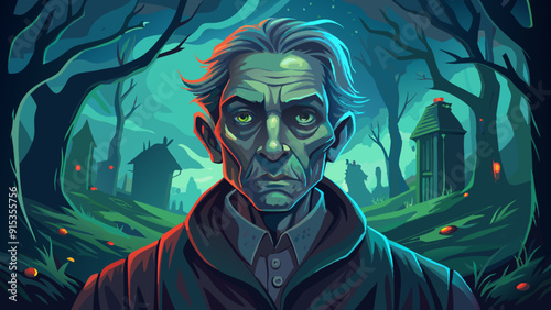 Haunted Cemetery with Somber Gothic Character