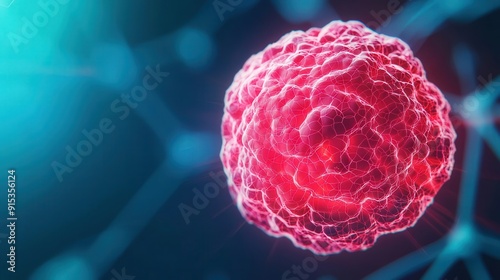 Breast cancer cell, neon holographic imaging, futuristic scientific discovery