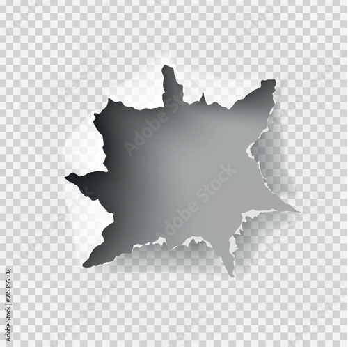 ragged Hole torn in ripped paper on transparent background