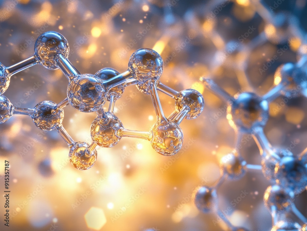 Macro Close-Up of Molecular Structure with Glowing Background in Scientific Research Macro Close-Up of Molecular Structure with Glowing Background in Scientific Research