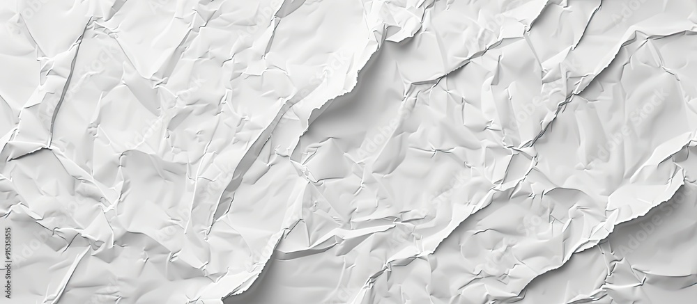 Fototapeta premium Blank white crumpled and creased paper poster texture backdrop. with copy space image. Place for adding text or design