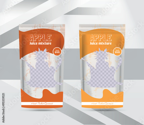 apple juice product packaging stand up pouch design