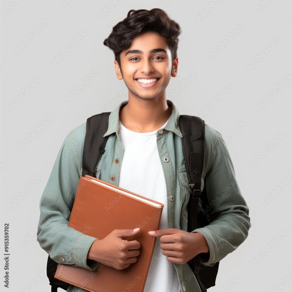 Obraz premium Smiling student holding books